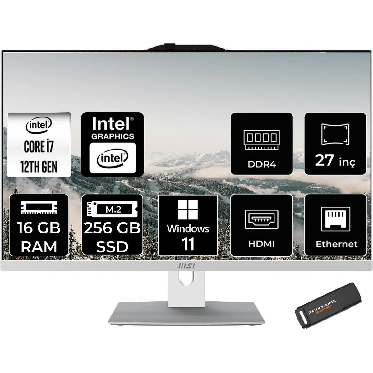 Msı Modern AM272P Intel Core I7 1255U 16GB 256GB SSD 27